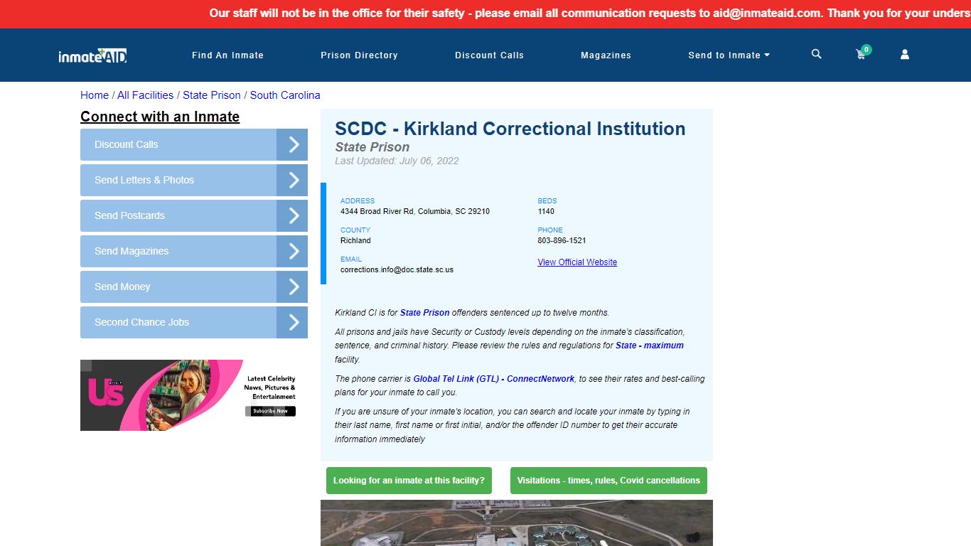 SCDC - Kirkland Correctional Institution & Inmate Search ...